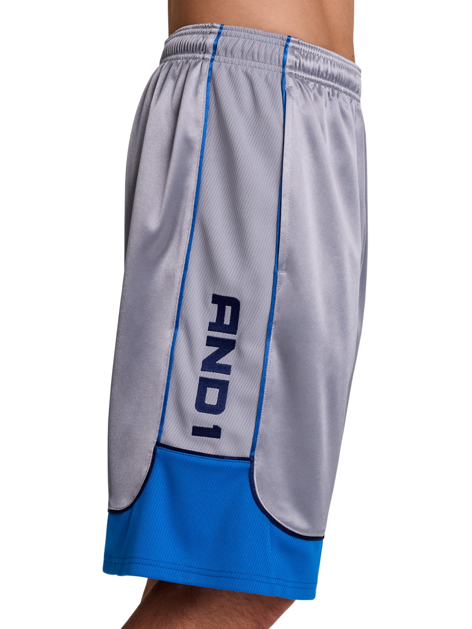AND1 Men's and Big Men's All Court Colorblock Short, 11" inseam, up to Size 5XL