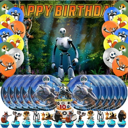The Wild Robot Party Supplies Set Balloons Cake Toppers Banner Cartoon Character Themed Birthday Party Decorations