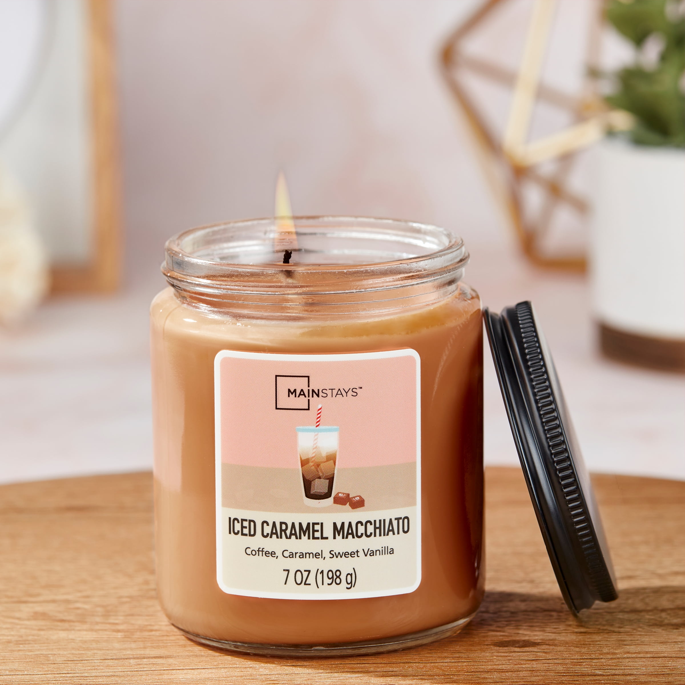 Mainstays Single-Wick Twist Glass Jar Scented Candle, Caramel Macchiato, 7 oz