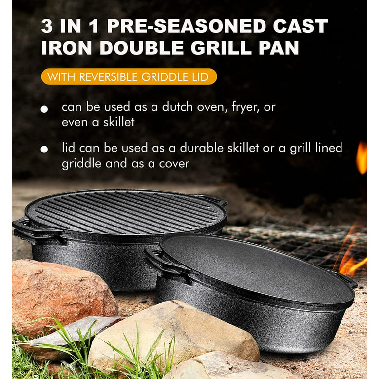 19-inch Pre-Seasoned Cast Iron Griddle, FOOD PREP