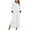A0206-White, variant on QUINDOS Dresses for Women Sundress V-neck Homewear Short Sleeve Sun Dresses Summer Solid Color Split Hem Pockets Midi Long Dresses for Women