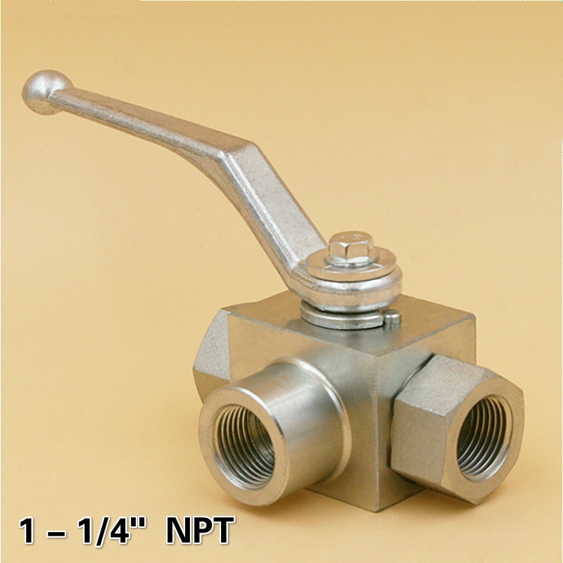 High Pressure Hydraulic Ball Valve DN32 11/4" NPT Female Thread Three Way Carbon Steel 315 Bar