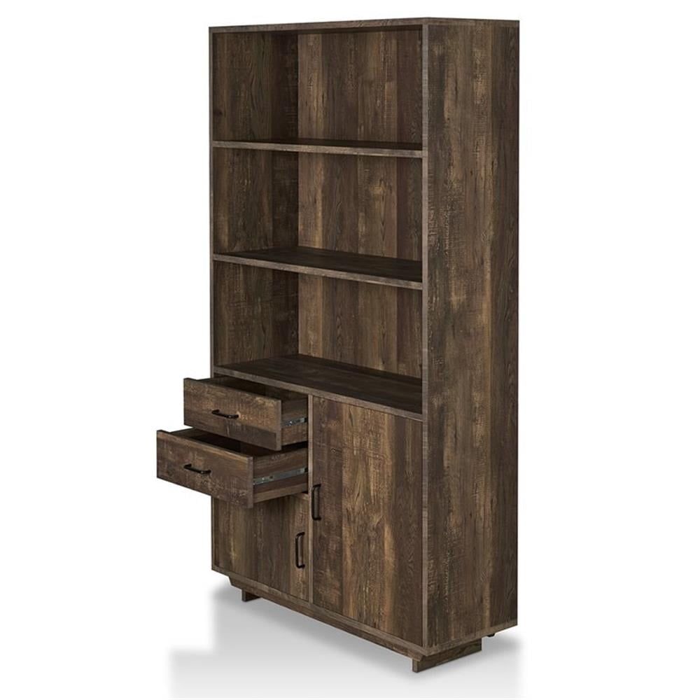 Furniture of America Berto Farmhouse Wood 3-Shelf Bookcase in Reclaimed Oak
