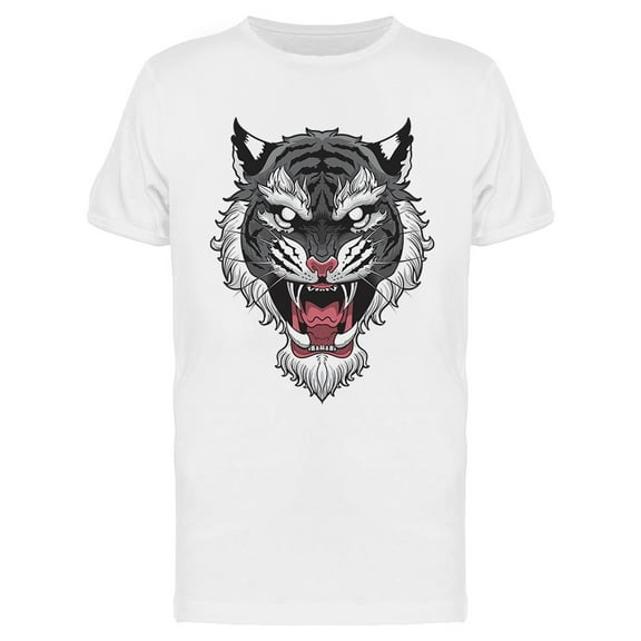Gray Tiger Head Design T-Shirt Men -Image by Shutterstock, Male Medium