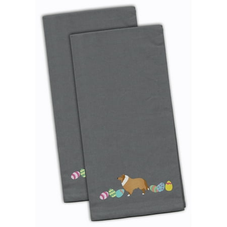 

Carolines Treasures CK1628GYTWE Collie Easter Gray Embroidered Towel Set of 2 19 X 25 multicolor