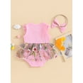 thumbnail image 6 of Baby Girl Summer Jumpsuit Floral Embroidered Ruffles Ribbed Romper Dress and Headband Set Cute Fashion Clothes Outfits, 6 of 10