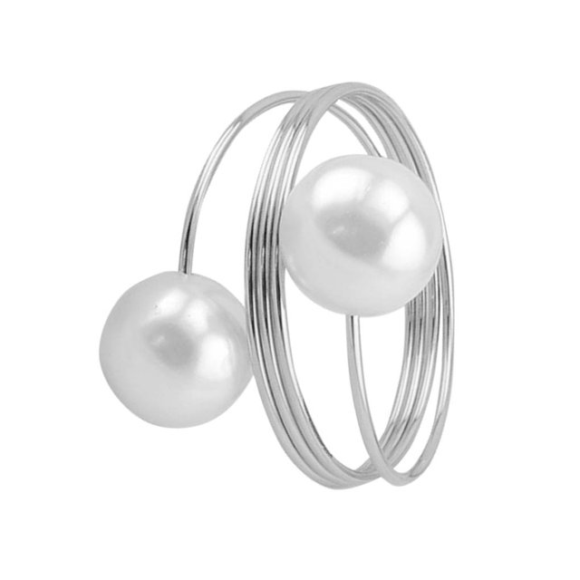 12pcs Imitation Pearls Napkin Rings Wedding Party Holiday Dinner Decoration Table Napkin Holders