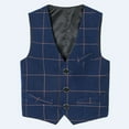 thumbnail image 2 of Boy's Formal Suit Vest Kids 3 Button Plaid Formal Suit Vest Vintage Fashion Formal Top Boys' Tops, Tees Navy 2 Years-3 Years, 2 of 7