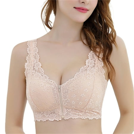 

Leisure Bras Comfort Front Zipper Removable Chest Pads Breathable Lightweight Underwear For Women Girls