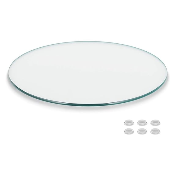 36 inch Round Glass Table Top - Clear Tempered Glass Surface Protector - Safe Pencil Polished Edge - Coffee, Dining and End Table