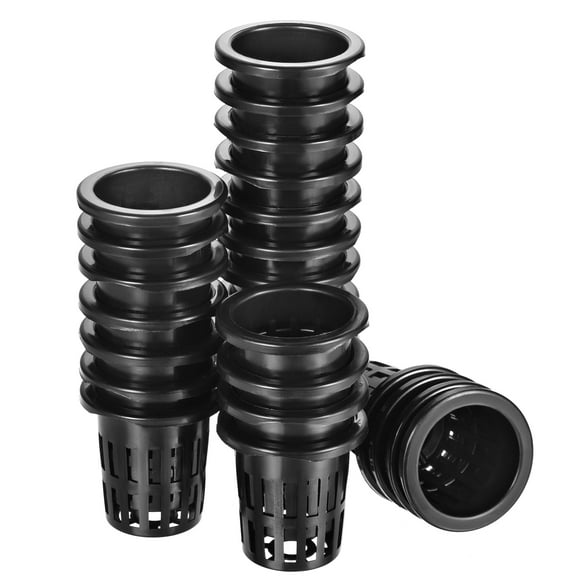 Tazas de Malla Ranurada para Jardín, Macetas de Red Hidropónica de Plástico de 2 Pulgadas, Adecuadas para Plantar, Negras 25pcs