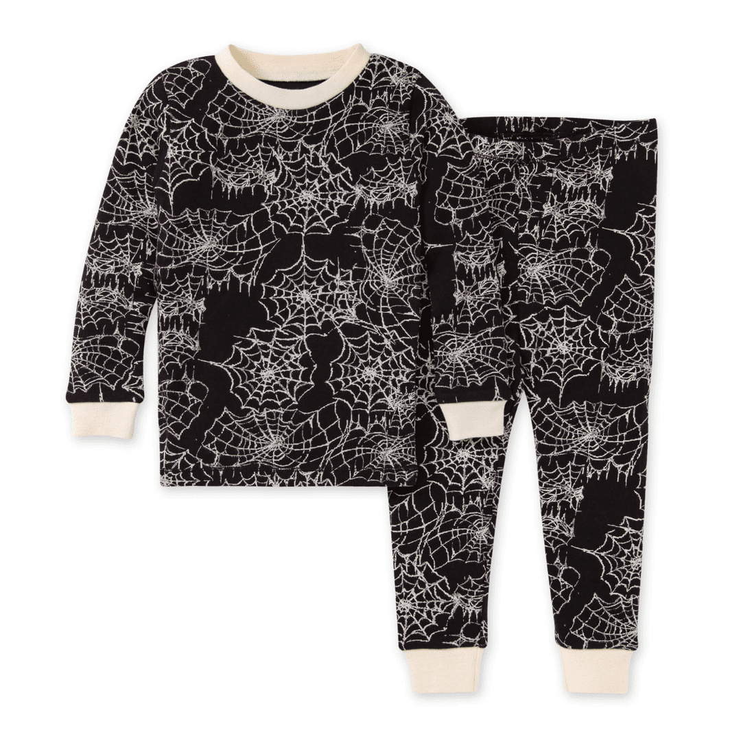 Burta s Bees Baby Toddler Kd29280 Burt s Bees Baby Big Kids Spider Webs T Shirt Pant Pj Set Onyx size 4 Years Cotton