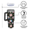 thumbnail image 4 of 40oz Pioneer Flower Floral Print Pattern Insulated Tumbler with Handle, BPA-Free Leak Proof Lid and Straws, Double Wall Vacuum, Hot 12h/Cold 34h, 4 of 6