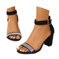thumbnail image 3 of Xijirk Sandals Women Adjustable Buckle Suede Woven Detail Solid Block Heel Sandals Daily and Beach Wear,9, 3 of 9