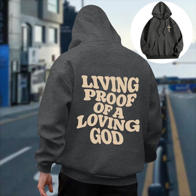 MHFRRA Sudadera Informal con Capucha y Manga Larga para Hombre con Diseño Estampado para Primavera y Otoño, Cómoda para Uso Diario Gris