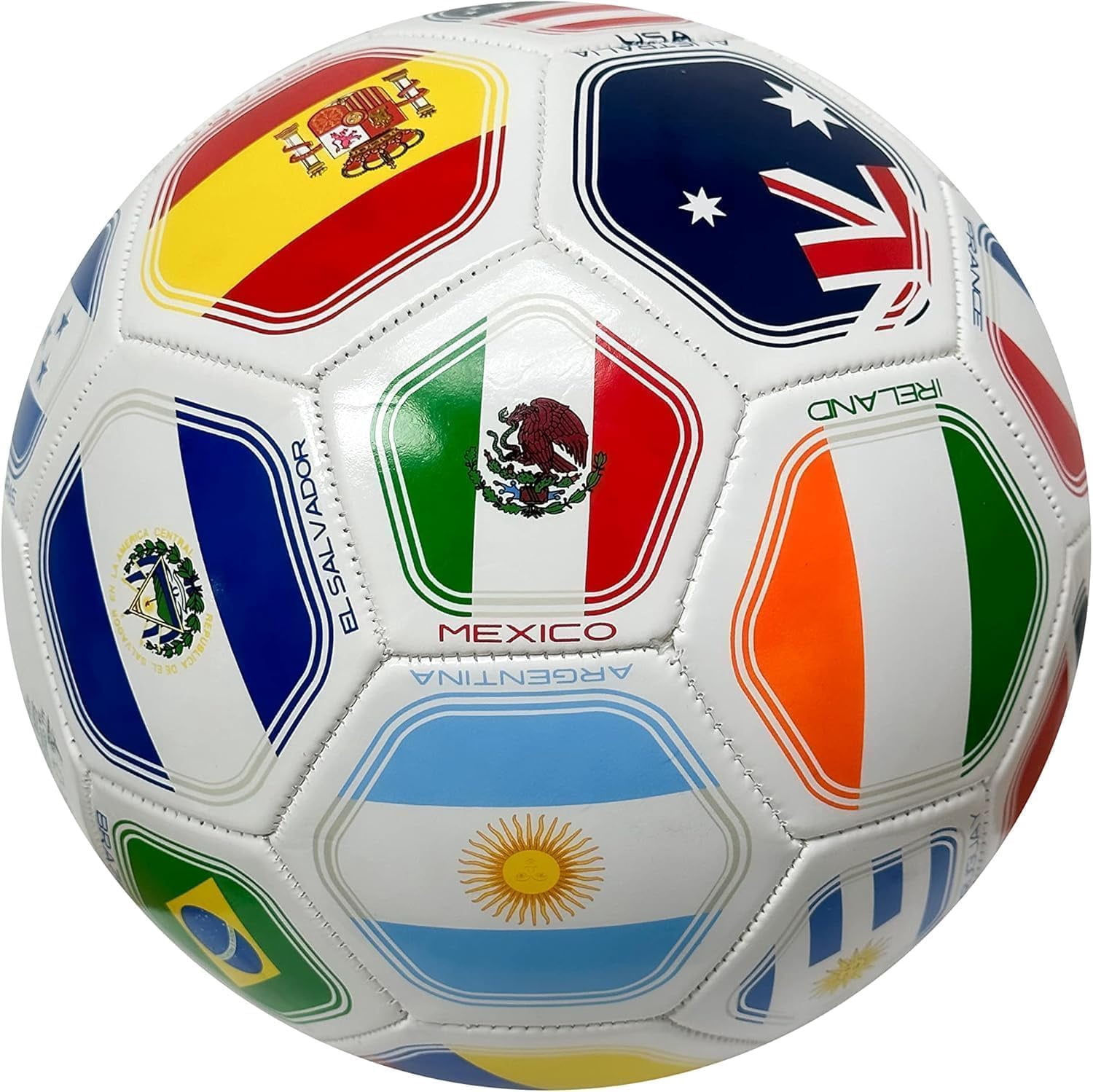 Country Flags Soccer Ball Size 5, World Club National Teams, Flag Soccer Ball - White