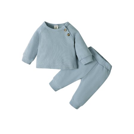 

Bagilaanoe 2pcs Newborn Baby Boys Long Pants Set Long Sleeve Pullover Tops + Trousers 1M 3M 6M Infant Casual Outfits