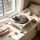 thumbnail image 5 of Cama elevada de madera para mascotas, cama elevada con funda lavable y transpirable, tumbona refrescante interior para gatos y perros, 5 of 6