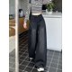 thumbnail image 3 of Pantalones acampanados holgados de pierna ancha negros Vintage americanos fruncidos de longitud completa pantalones vaqueros de cintura alta Y2k ropa de calle pantalones vaqueros elegantes para mujer, 3 of 5
