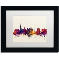 "Las Vegas Nevada Skyline" Canvas Art by Michael Tompsett, White Matte, Black Frame