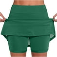 thumbnail image 2 of QATAINLAV Golf Skirts for Women, Casual Layered Ruffle Mini Skirt Shorts Milk Silk Soft Athletic Yoga Culottes Outdoor Solid Color Tennis Skirts Green L, 2 of 7