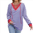 thumbnail image 2 of Sudadera Holgada Informal de Larga con Cuello Redondo y Bloques de Color para Mujer Azul Colorido L, 2 of 9