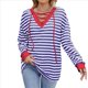 thumbnail image 2 of Sudadera Holgada Informal de Larga con Cuello Redondo y Bloques de Color para Mujer Azul Colorido L, 2 of 9