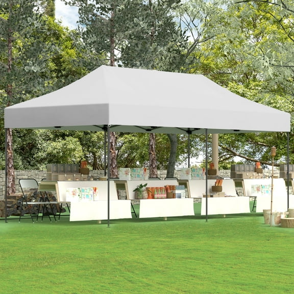 Outdoor Basic 10' x 20' Pop up Instant Canopies Tent with Wheeled Carrying Bag for Party Commercial Activity,White