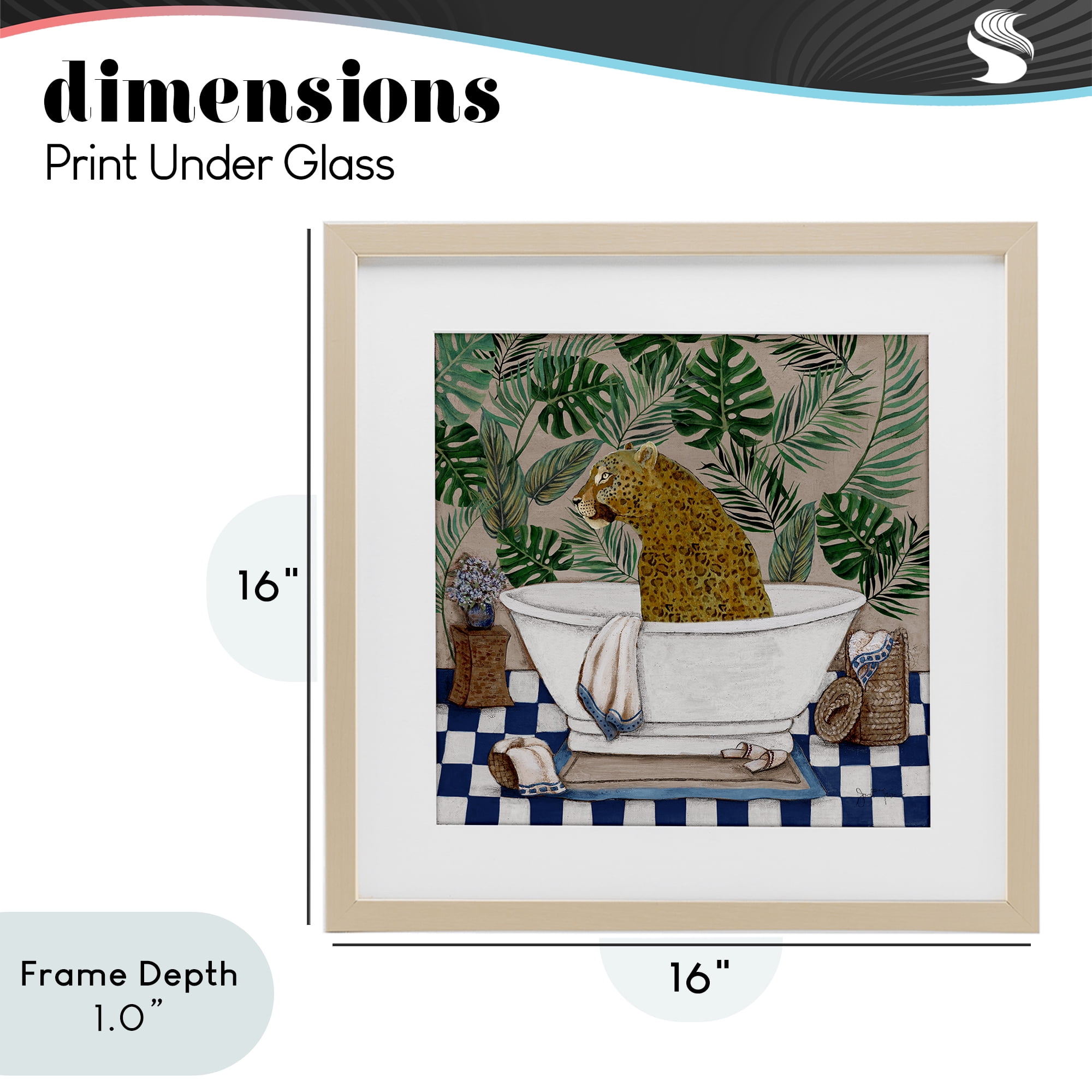 Stupell Industries Leopard in Tropical Bathtub Birch Framed Print Under Glass, design by Janet Tava