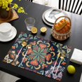 thumbnail image 3 of Vintage Flower Placemats Set of 12, Boho Abstract Colorful Ethnic Floral Placemats for Dining Table, Place Mats for Kitchen Tabletop, Waterproof Wipeable Dining Table Mats Set, 3 of 9