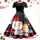 thumbnail image 1 of Vestidos de Mujer Vestido de Fiesta de Noche de Manga Corta Con Estampado Navideño de Los Años 50, 1 of 3