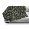 thumbnail image 3 of Sugar Skull Soft Flannel Fleece Throw Blanket, Owl Penguin Llama and Raccoon Calavera and Bones Ornament, Cozy Plush for Indoor and Outdoor Use, 50" x 70", Black Ivory Multicolor, by Ambesonne, 3 of 6