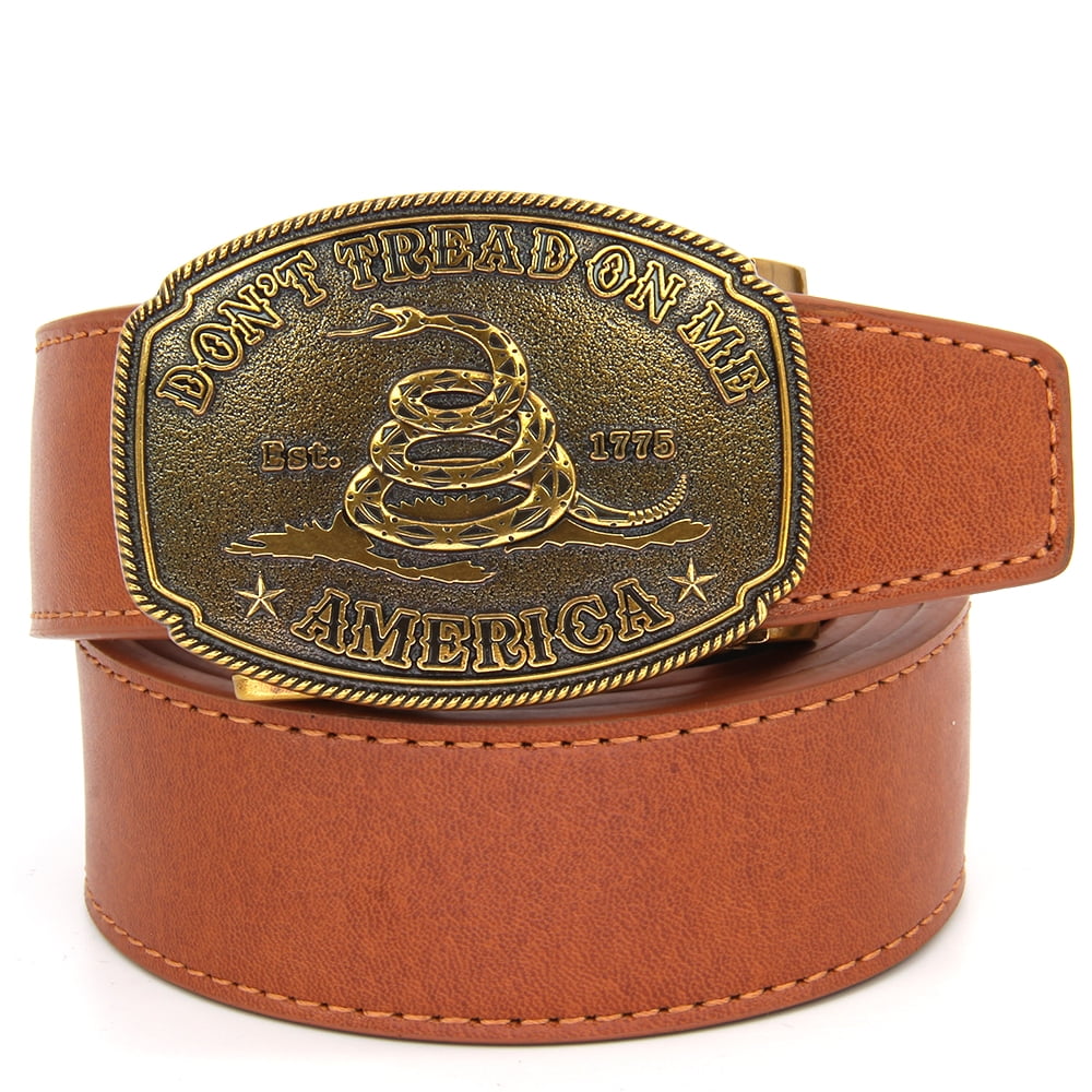 Men's Leather Jeans Belt with Automatic Buckle Belt