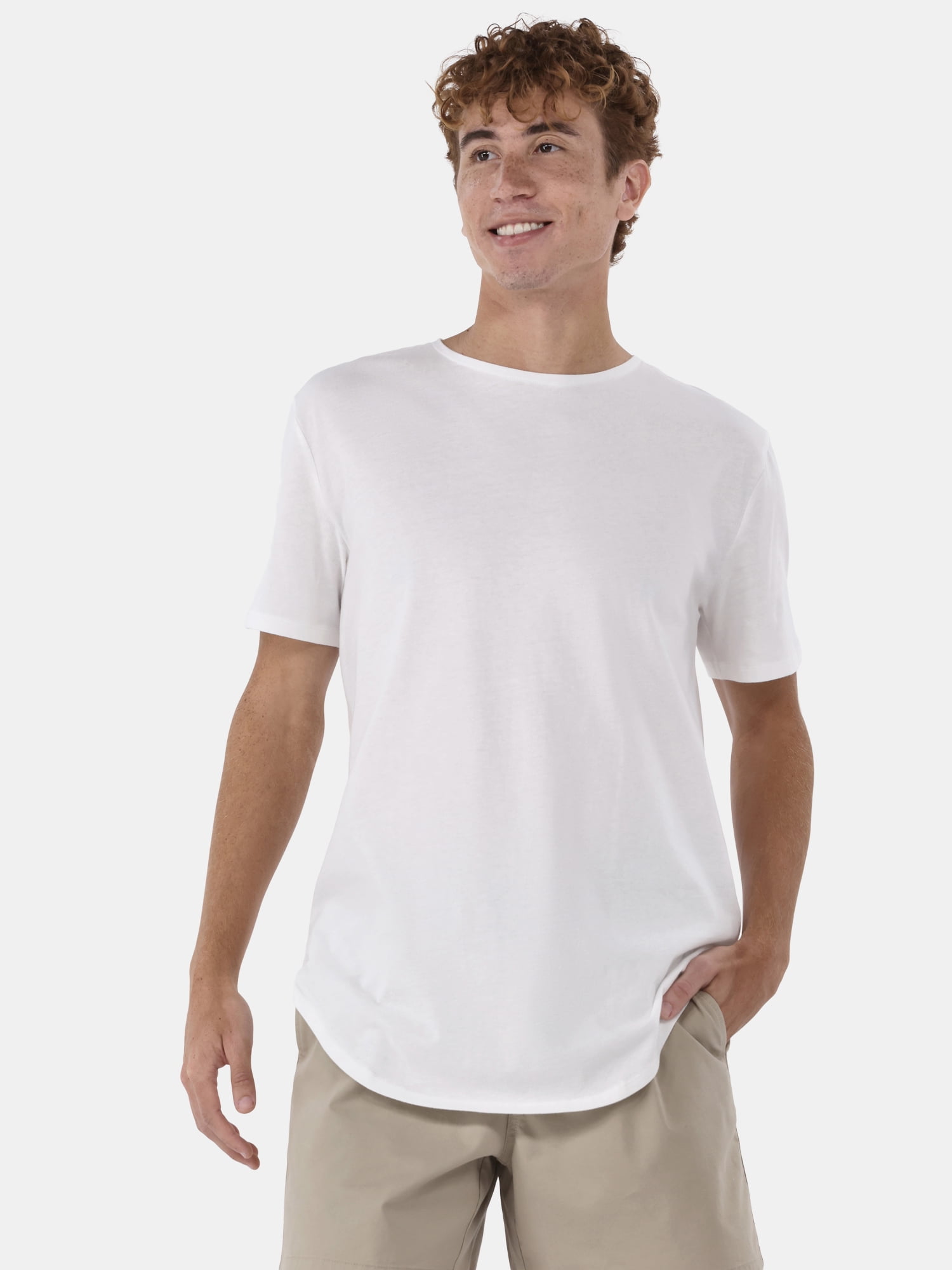 No Boundaries Men's & Big Men's Longline Curved Hem Elongated Tee Shirt, 2-Pack, Sizes XS-5XL
