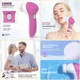 thumbnail image 4 of Cepillo de limpieza facial, cepillo facial corporal 5 en 1, impermeable, eléctrico, 2 velocidades de rotación para eliminar puntos negros, exfoliar y masajear (azul), 4 of 4