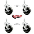 thumbnail image 2 of 5 Inch Phenolic Wheel Swivel 3/8 Inch Threaded Stem Caster Set with Brake SCC, 2 of 2