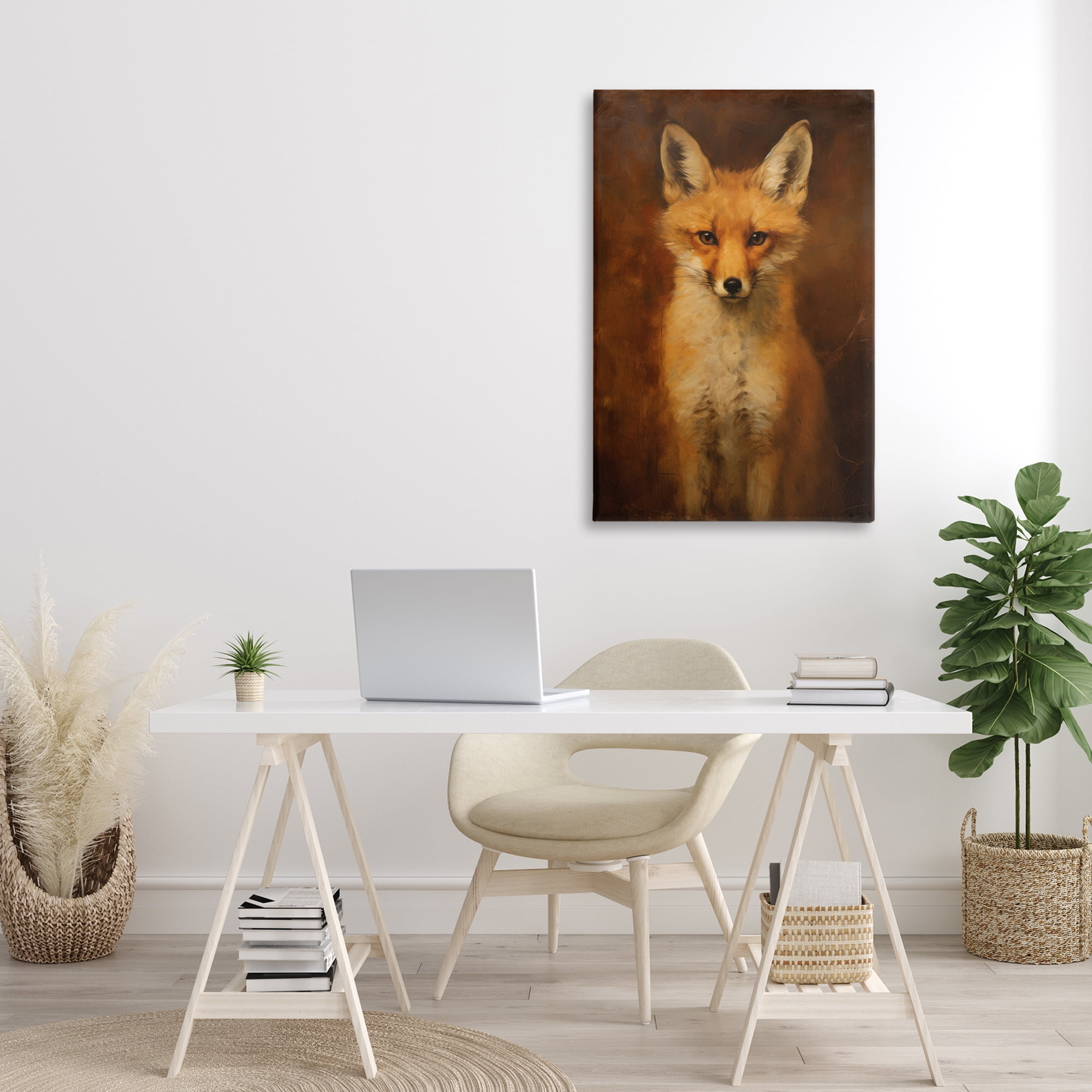 Stupell Industries Stoic Baby Fox Animals & Insects Painting Gallery Wrapped Canvas Art Print Wall Art, 24 x 36