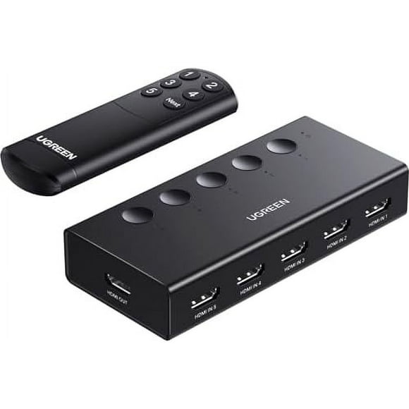 UltraSwitch 5-Port 4K HDMI Selector - 60Hz HDR HDCP2.2, Remote Control, 3D CEC Support, Compatible with PS5/4/3, Xbox, Nintendo Switch, Roku, Fire Stick, TV