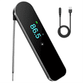 thumbnail image 1 of 0.5s Ultra Fast Instant Read Meat Thermometer, TFT Color Screen, ±0.5°F Accuracy, IP67 Waterproof, Rechargeable,1 x Thermometer 1 x Charging cable,Black, 1 of 8