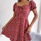 thumbnail image 4 of Vestido De Mujer Vestido de primavera verano para mujer Elegante vestido floral para fiesta navideña (Rojo XL) Cgtredaw para Mujer Rojo T M, 4 of 8