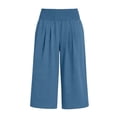 thumbnail image 7 of ATOYSOY Womens Smocked Waist Culottes Elastic High Waist Cropped Wide Leg Pants Casual Summer Capris For Beach And Vacation, 7 of 7