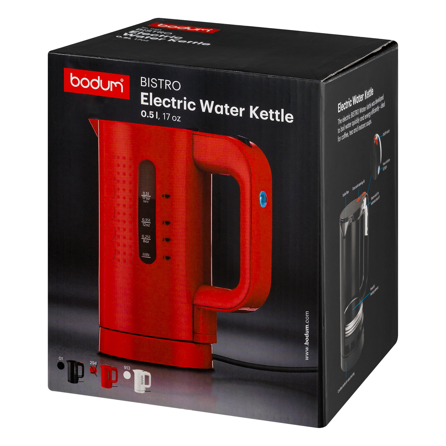 Bodum Water Kettle, Bistro, Electric, 17 Ounce