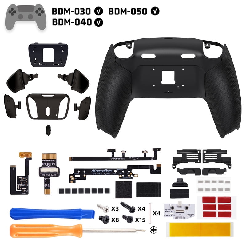 eXtremeRate RISE4 Plus MAX RMB Back Paddles Kit with Clicky Trigger Stops & Rubberized Grip for PS5 Controller BDM-030 040 050, Remappable Real Metal Back Buttons Kit for PS5 Controller – Black