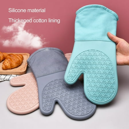 

Ludlz Oven Mitt Silicone Soft Cotton Lining Anti-scalding Thicker Anti-slip Baking Tools Heat Resistant Microwave Glove Kitchen Supplies