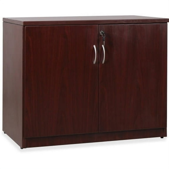 Lorell Essentials 2 Door Laminate Storage Cabinet in Mahogany