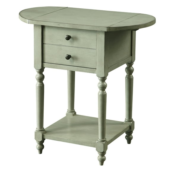 24/7 Shop At Home Prim Wood Drop-Leaf Side Table in Antique Gray