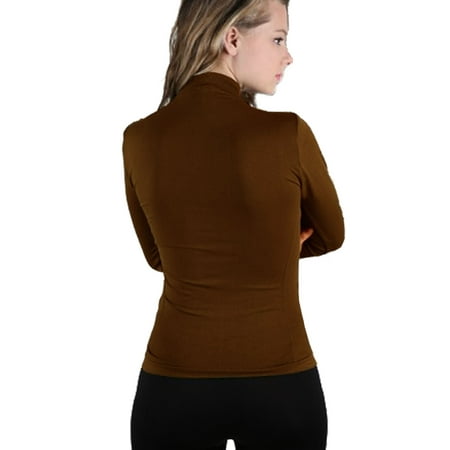 turtleneck mock stretch tight slim neck sleeve shirt