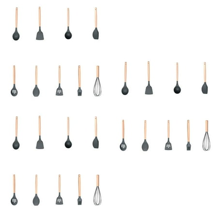 

3Pcs Heat Resistant Wooden Handle Spatula Soup Spoon Skimmer wooden handle Egg Beater Oil Brush Non-Stick Kitchenware