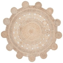 SAFAVIEH Natural Fiber Miraj Geometric Area Rug, Natural, 8' x 8' Round