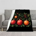 thumbnail image 2 of Durable Soft Flannel Blanket with Festive Pomegranate & Holly Design - Cozy for Sofa Travel Bed and Chair - Warm Holiday Decor, 2 of 7